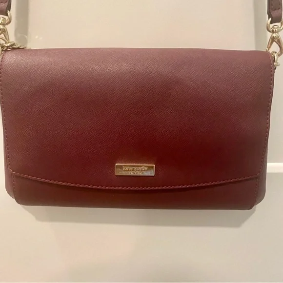 Kate Spade Maroon Gold Chain Crossbody Bag - Picture 2 of 3